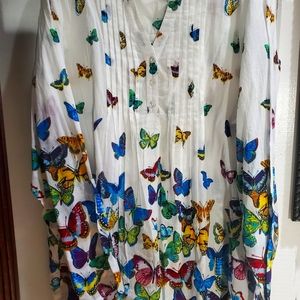 Butterflies Tunic Blouse XXLARGE